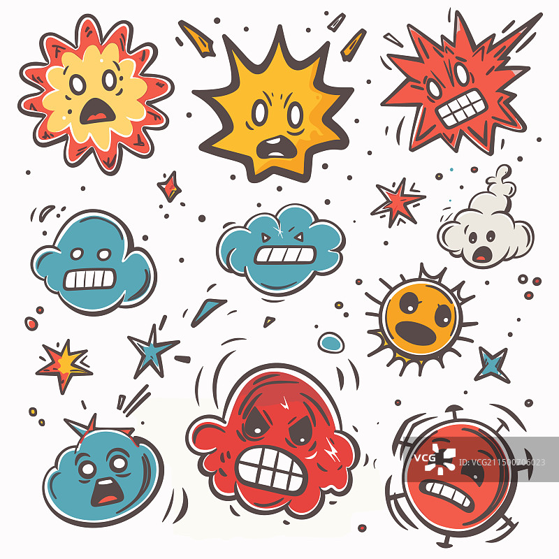 各种彩色漫画风格表情图片素材