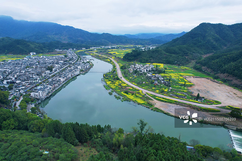 婺源江湾景区航拍图片素材
