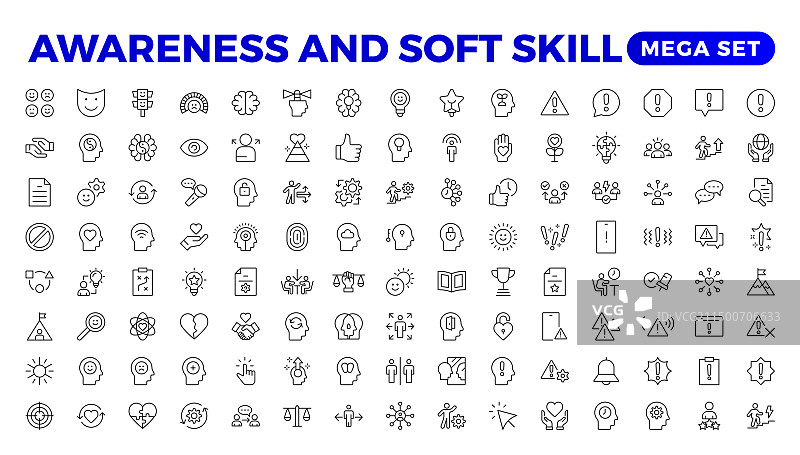 自我认知线性图标合集图片素材