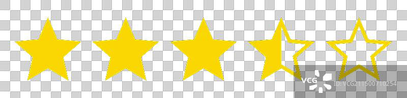 五个黄色星星客户产品网络评级图片素材