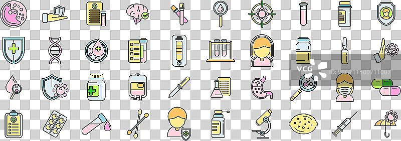 免疫系统彩色线条图标集图片素材