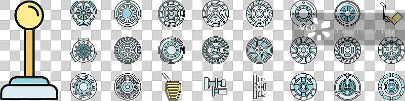 离合器彩色线条图标集图片素材