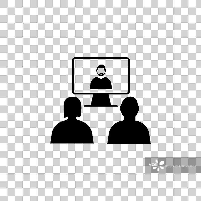 视频会议在线演示扁平图标图片素材