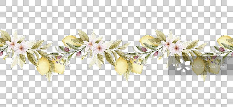 水彩无缝边框：柠檬图片素材