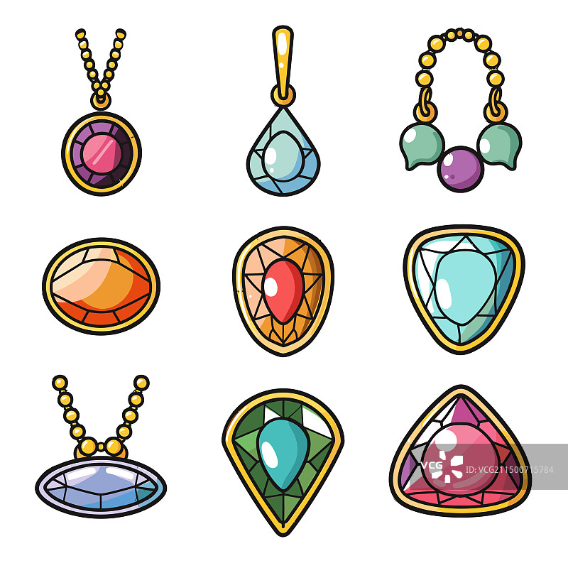 卡通珠宝彩色吊饰合集图片素材