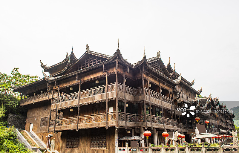 重庆彭水九黎城飞檐翘角  蚩尤九黎城之 九黎城 九黎宫 房屋 亭台楼阁图片素材