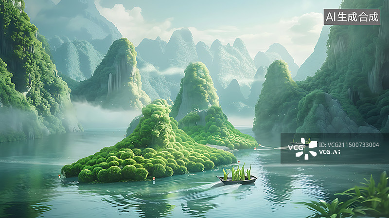 【AI数字艺术】3d微缩峡谷山水背景图片素材