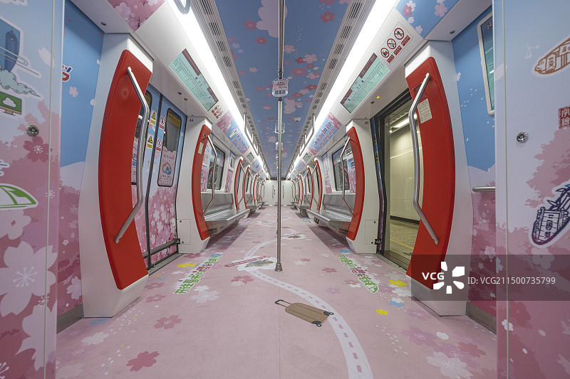 无锡樱花盛开地铁“赏樱专列”图片素材