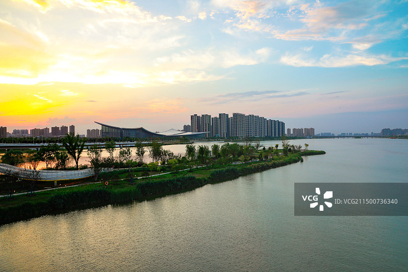 西安港务区灞河沿线风光图片素材