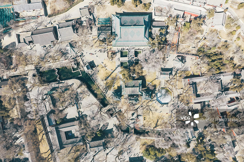 航拍冬日晋祠图片素材