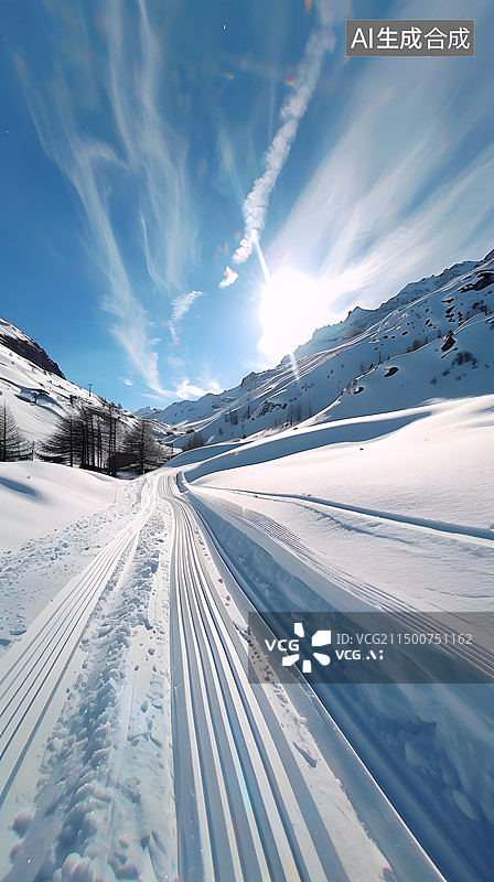 【AI数字艺术】冬天滑雪雪地雪景图片素材