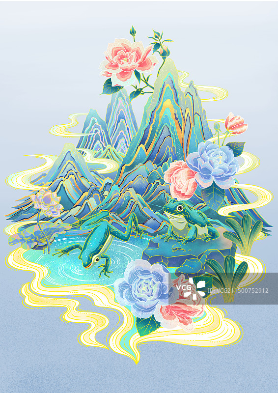 惊蛰天青蛙出来了图片素材