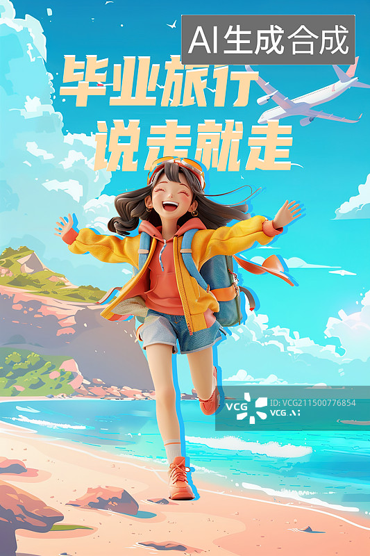 【AI数字艺术】毕业季旅行度假海报图片素材