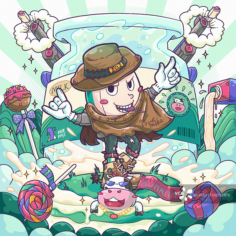潮流美食玩偶奶糖牛仔酷哈哈图片素材