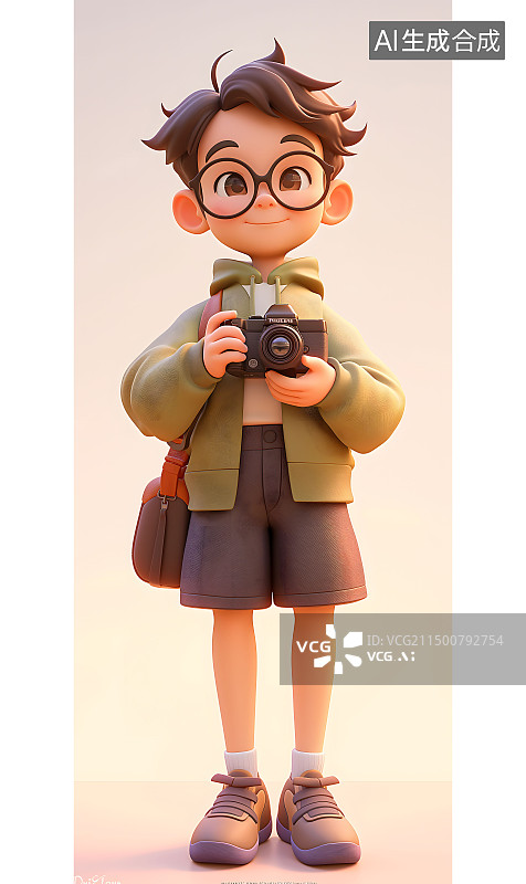 【AI数字艺术】一个拿着照相机的男生图片素材