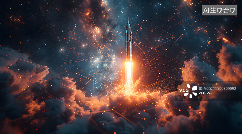 【AI数字艺术】火箭发射航天科技探索图片素材