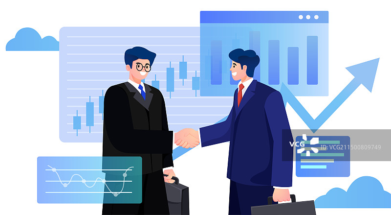金融商务握手合作插画图片素材