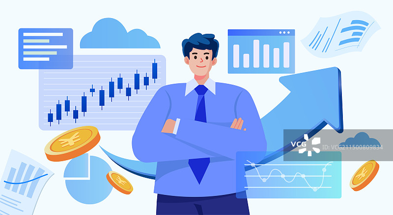 商务金融男人插画图片素材