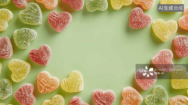 【AI数字艺术】彩色心形软糖图片素材
