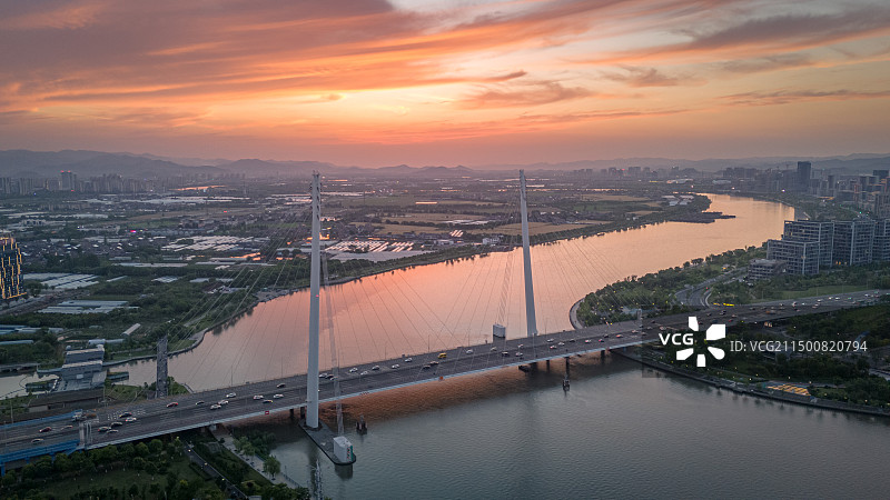 日落姚江青林湾图片素材