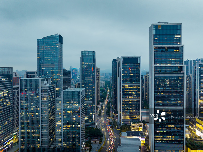 航拍深圳华润大冲商务中心写字楼图片素材