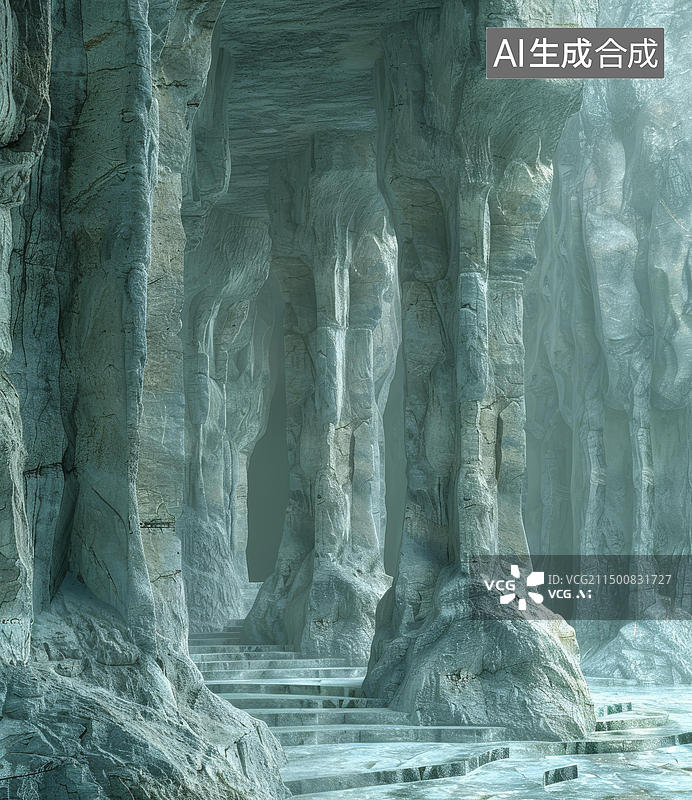 【AI数字艺术】冰川洞穴的AI图片图片素材