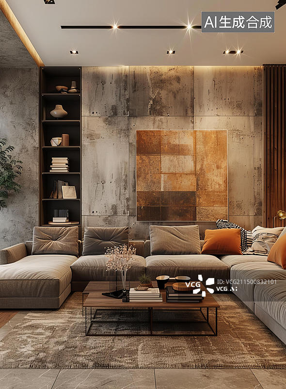 【AI数字艺术】现代工业风客厅设计图片素材