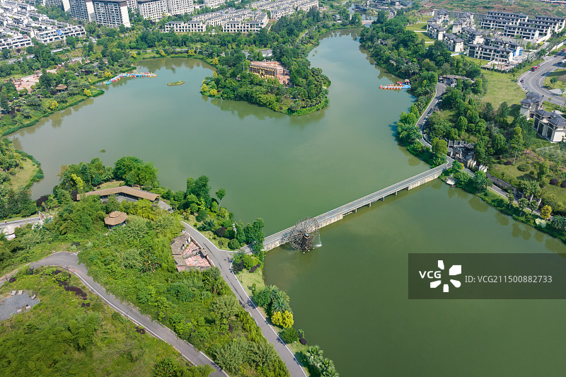 重庆枫香湖儿童公园全景航拍图片素材