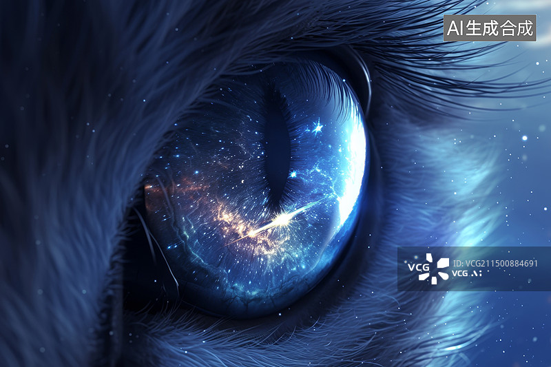 【AI数字艺术】猫眼中的星空图片素材