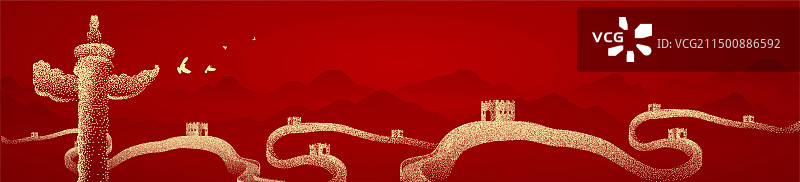 华表长城插画图片素材
