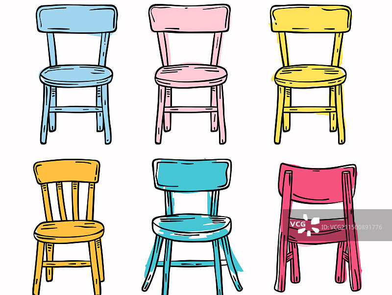 两排彩色椅子图片素材
