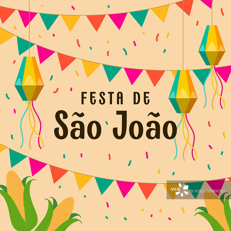 扁平风格的圣若昂节图片素材
