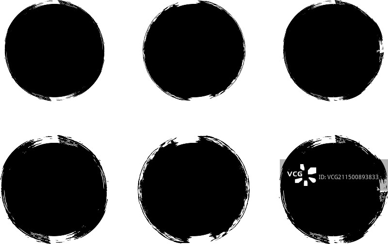 圆形填充的粗体Grunge笔刷形状图片素材