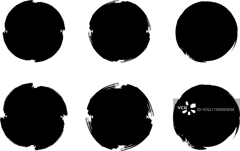 圆形填充的粗体Grunge笔刷形状图片素材