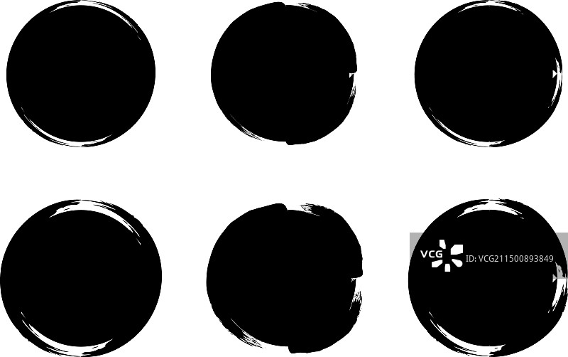 圆形填充的粗体Grunge笔刷形状图片素材