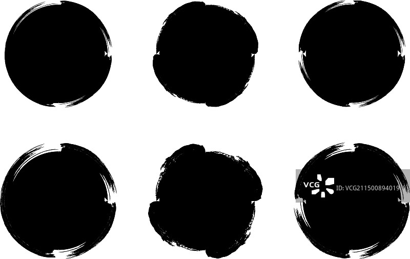 圆形填充的粗体Grunge笔刷形状图片素材