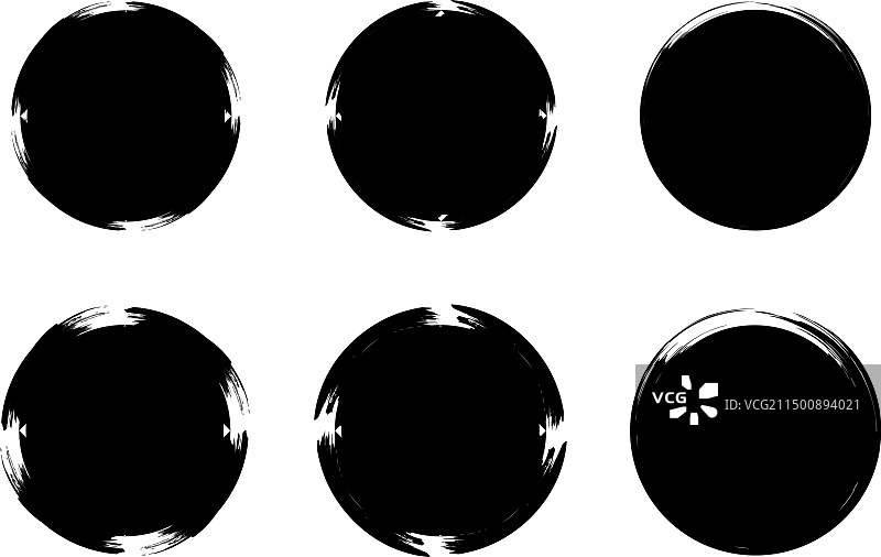 圆形填充的粗体Grunge笔刷形状图片素材