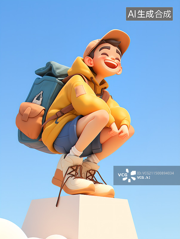 【AI数字艺术】户外徒步旅行者3D卡通图片素材