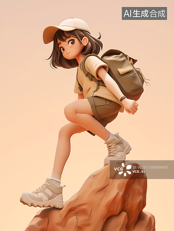 【AI数字艺术】卡通户外徒步旅行者图片素材