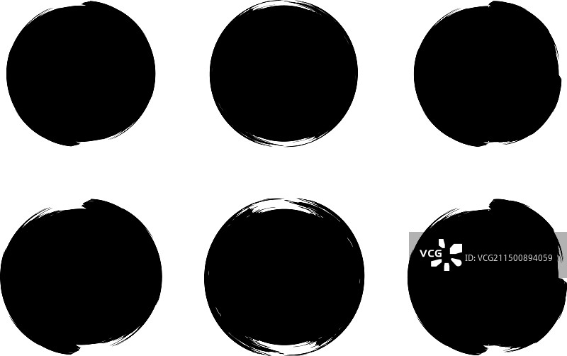 圆形填充的粗体Grunge笔刷形状图片素材