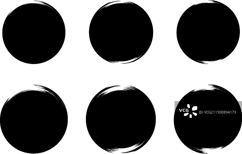 圆形填充的粗体Grunge笔刷形状图片素材