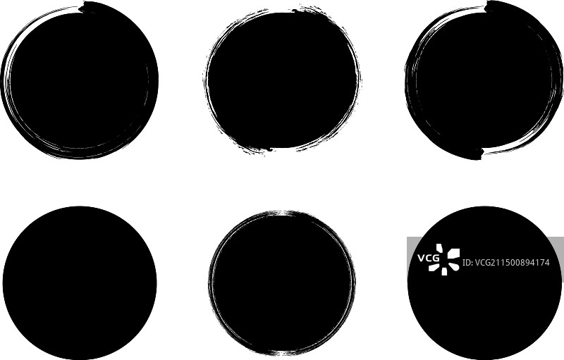 圆形填充的粗体Grunge笔刷形状图片素材