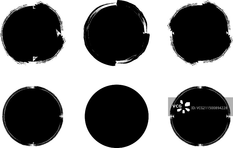 圆形填充的粗体Grunge笔刷形状图片素材