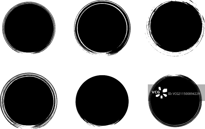 圆形填充的粗体Grunge笔刷形状图片素材