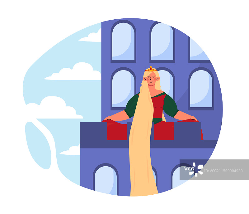 长发公主在阳台图片素材