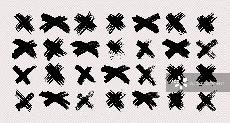 黑色笔刷交叉符号集合图片素材