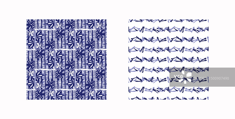 日式木刻版画靛蓝色效果图案图片素材