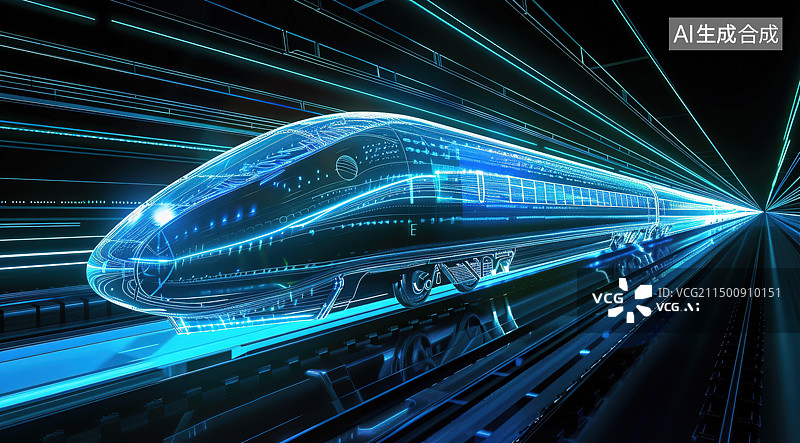 【AI数字艺术】通往未来科技世界高速列车图片素材