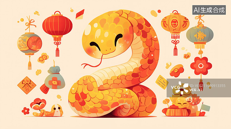 【AI数字艺术】可爱的蛇图片素材