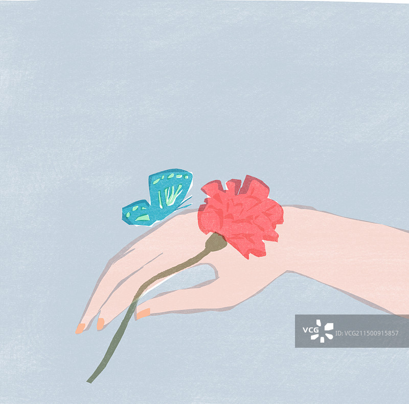 飞到身边的蝴蝶插画图片素材